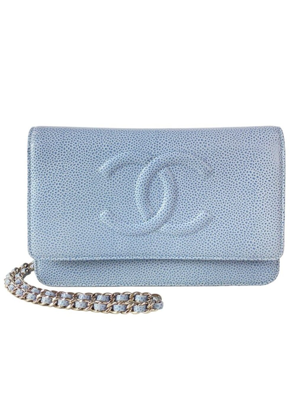 Chanel Wallet Light Blue Chain CC Logo Shoulder Bag